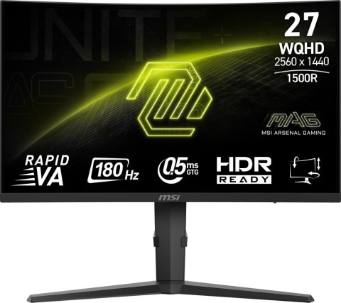 Monitor MSI MAG 275CQPF (27" /Rapid VA /180Hz /2560 x 1440 /Czarny)