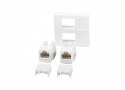 Gniazdo 45x45 2xRJ45 + Keystone kat.6 UTP Białe
