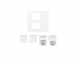 Gniazdo 45x45 2xRJ45 + Keystone kat.6 UTP Białe