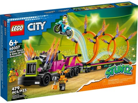 LEGO Uszkodzone opakowanie City Wyzwanie kaskaderskie: ciężarówka i ogniste obręcze 60357
