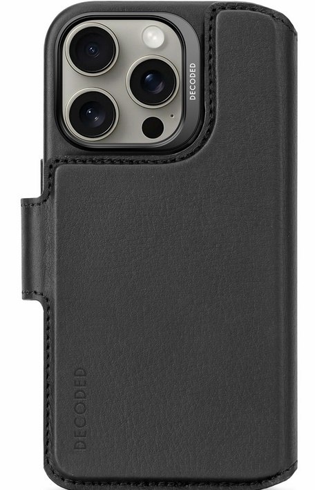 Decoded Leather Detachable Wallet - skórzana obudowa ochronna do iPhone 16 Pro kompatybilna z MagSafe (black)