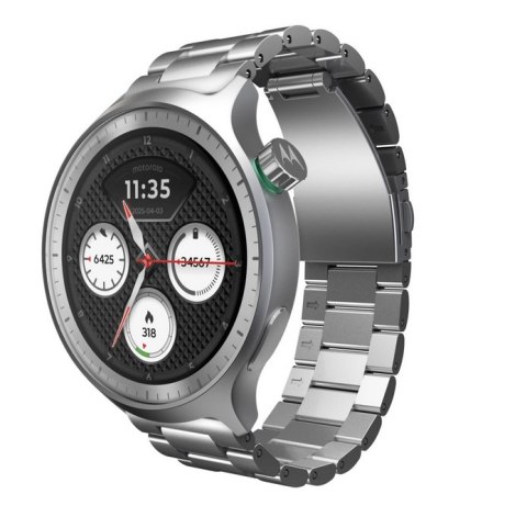 Moto Watch Silver Stainless Steel + Herbal Garden Silicone MOTOROLA Android Srebrny
