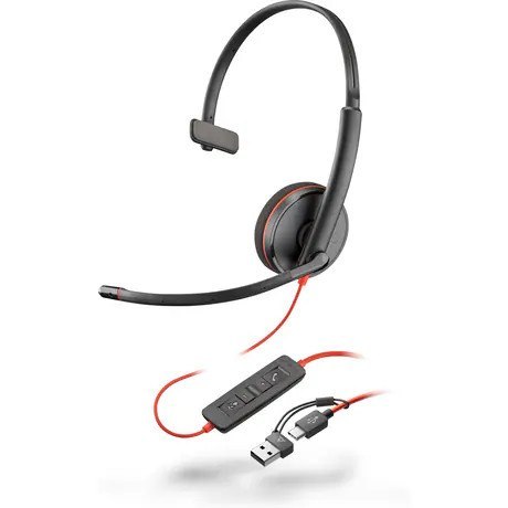 Poly Blackwire 3210 Monaural USB-C Headset +USB-C/A Adapter (Bulk) 8X228A6