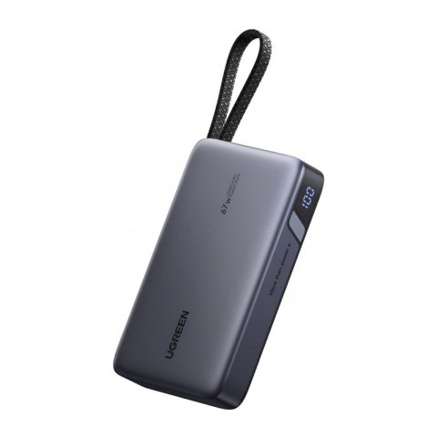 Powerbank UGREEN Powerbank 20000mAh Ugreen PB550 USB + USB-C, 67W, wbudowany kabel, certyfikat CCC (szary) 85166B