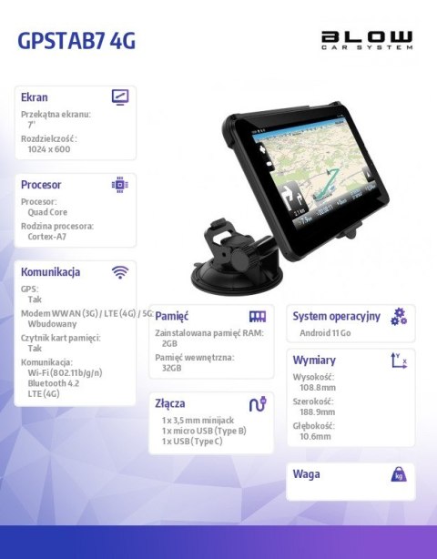 Tablet BLOW GPSTAB7 4G 7 cali 7"
