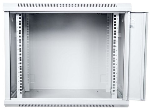 Szafa krosowa wisząca n/dz 19" 9U S/600 G/450 szary, drzwi metalowe, zdejmowane panele boczne